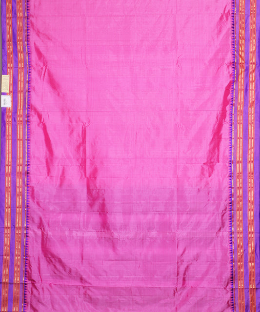 Creamy pink color handloom narayanpet silk saree