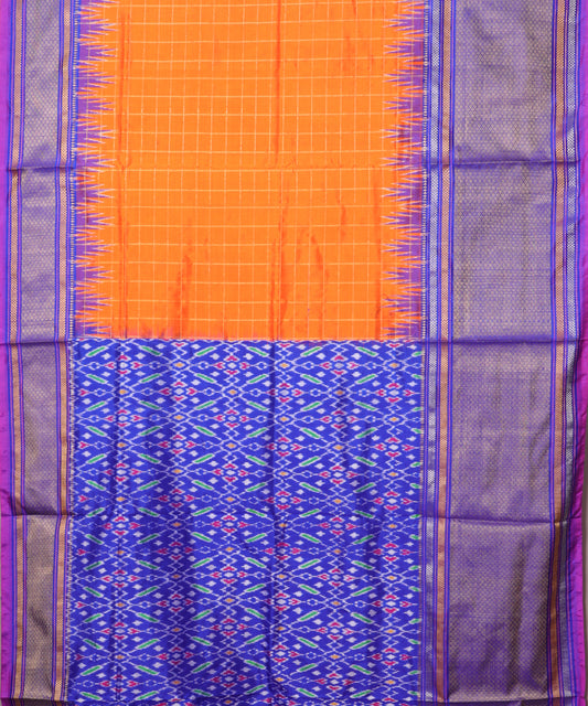 Tiger orange color handloom rajkot silk saree