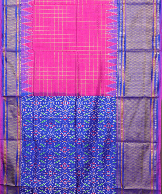 Magenta pink color handloom rajkot silk saree