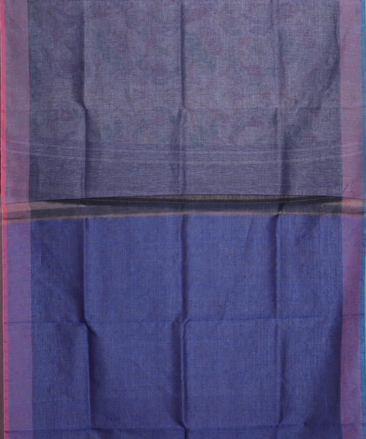 Independence blue color handloom linen ikat saree