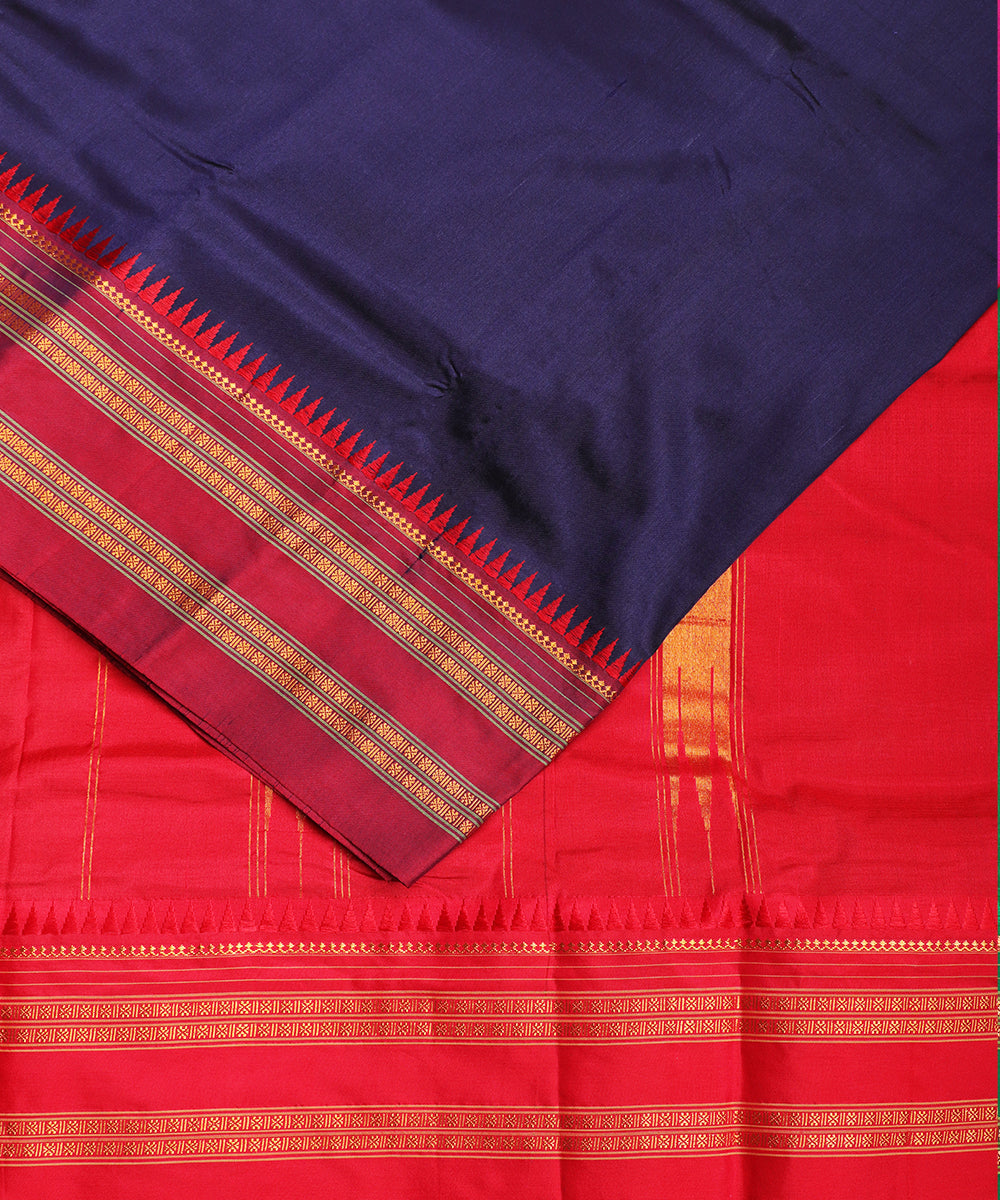 Denim blue color handloom narayanpet silk saree