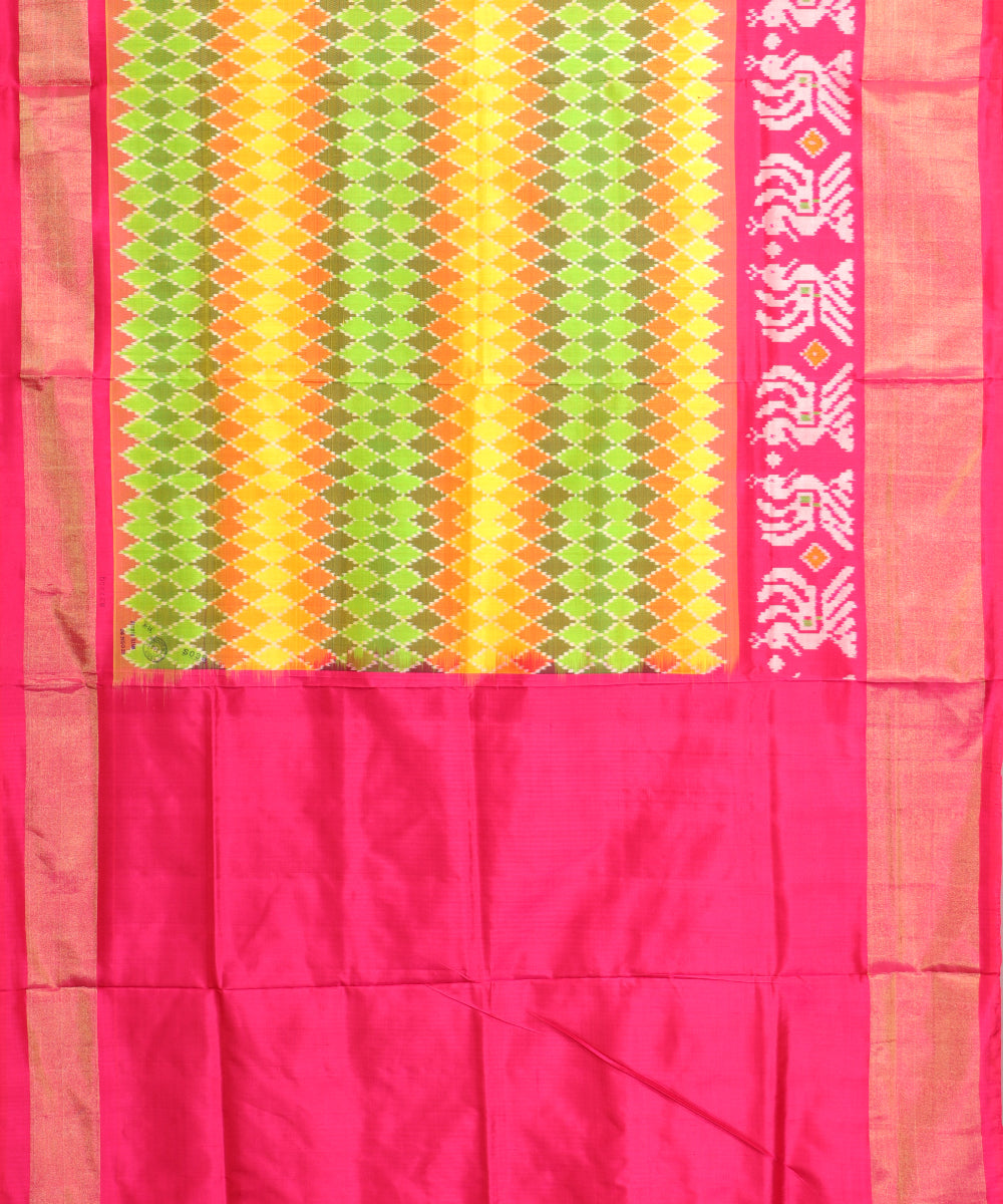 Multi-color handloom rajkot silk saree