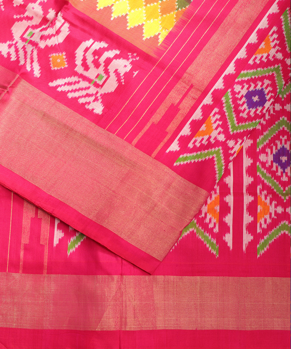Multi-color handloom rajkot silk saree