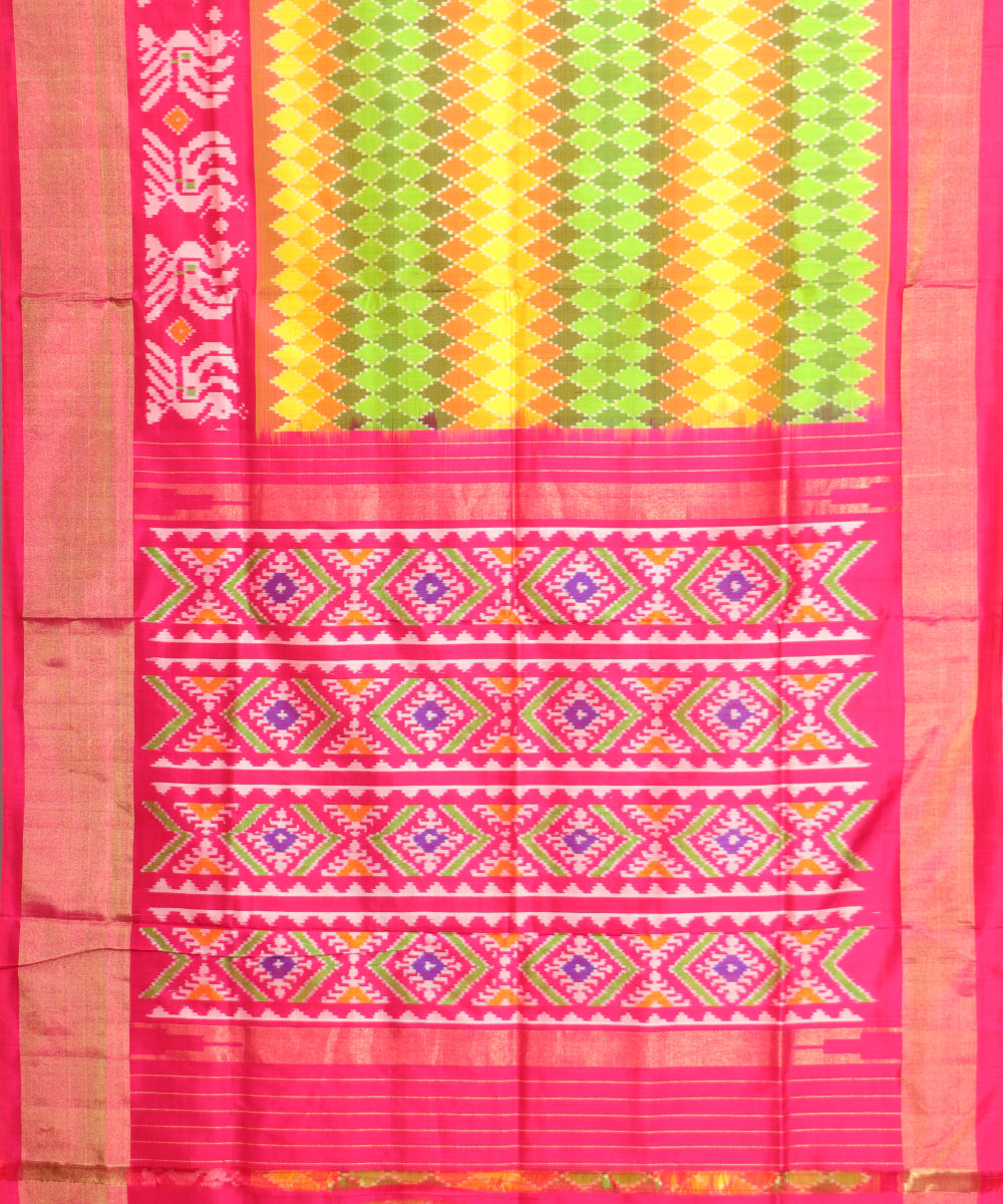 Multi-color handloom rajkot silk saree