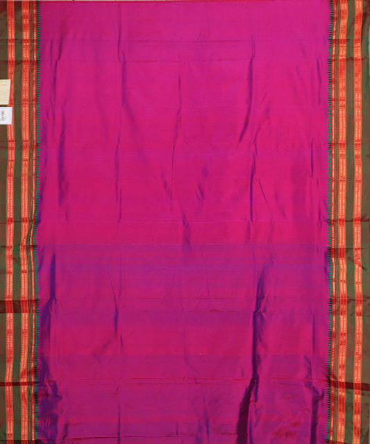 Ruby pink shade handloom narayanpet silk saree