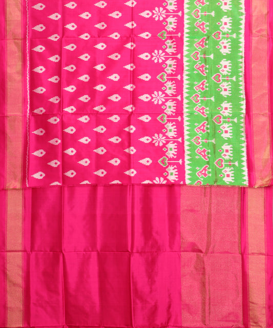 Ruby pink color handloom rajkot silk saree