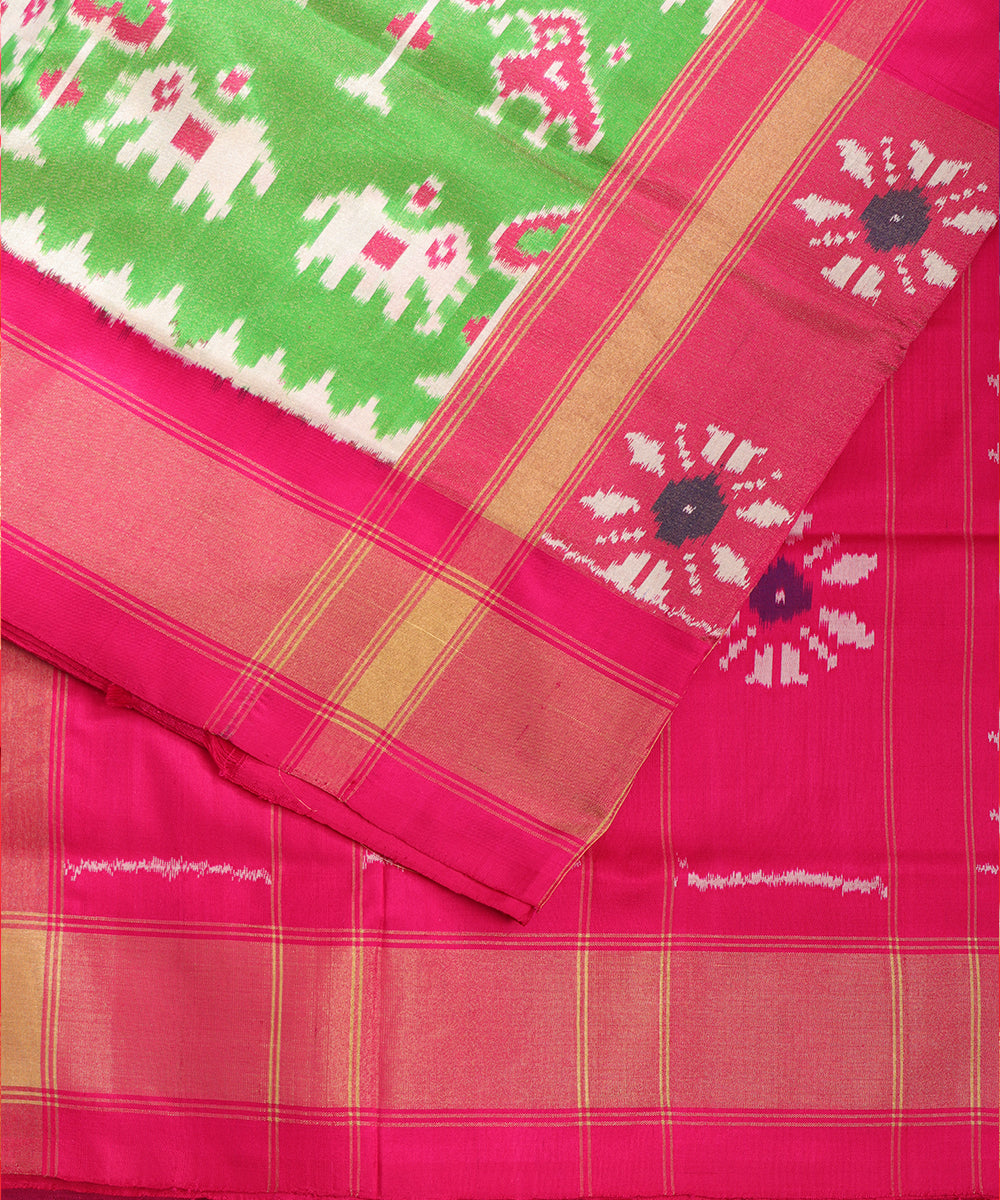 Ruby pink color handloom rajkot silk saree