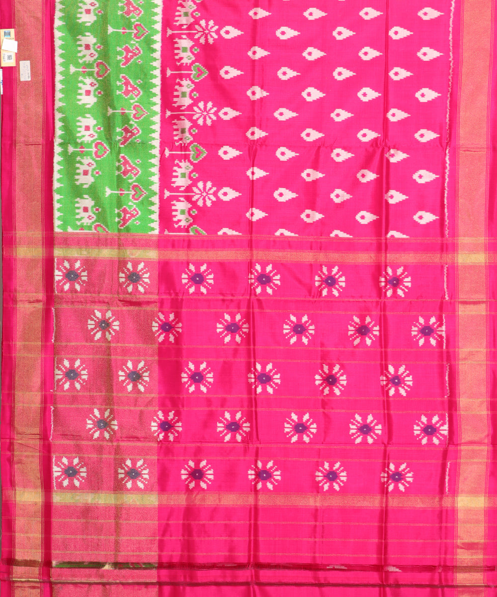 Ruby pink color handloom rajkot silk saree