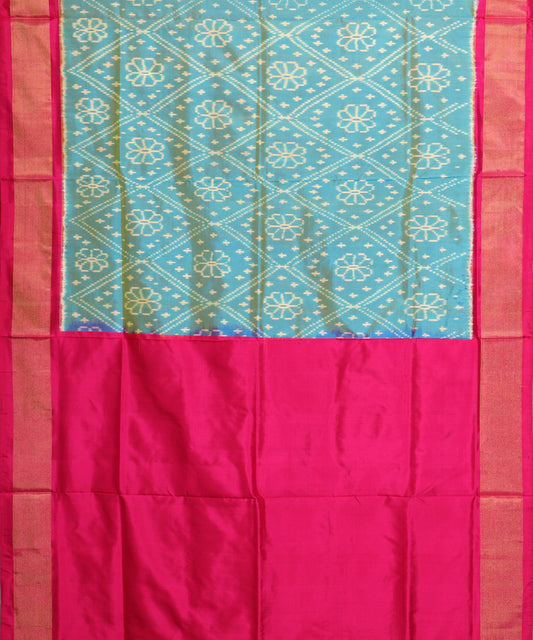 Turkish blue shade handloom rajkot silk saree