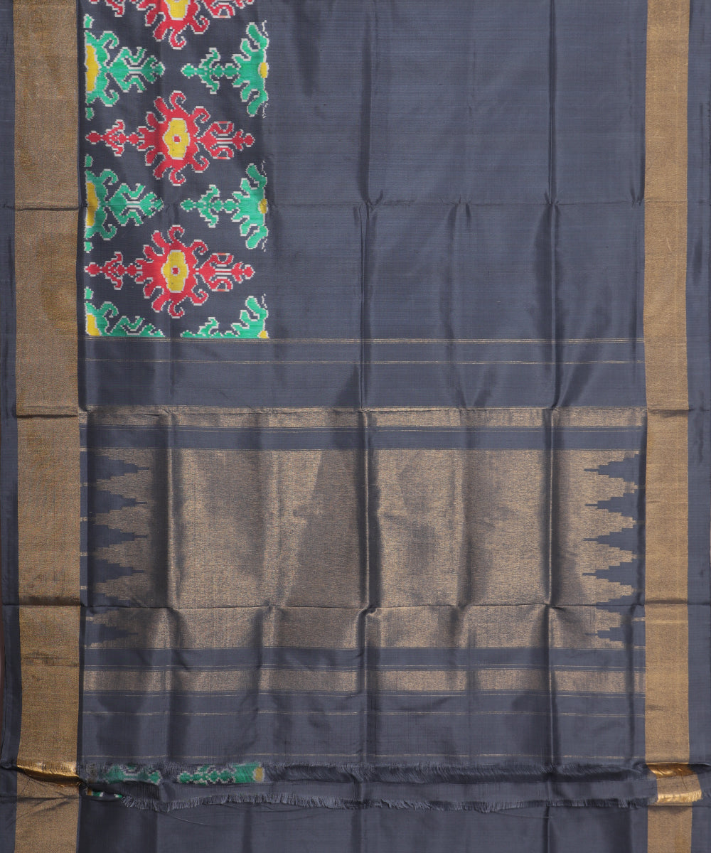 Prussian blue color handloom rajkot silk saree