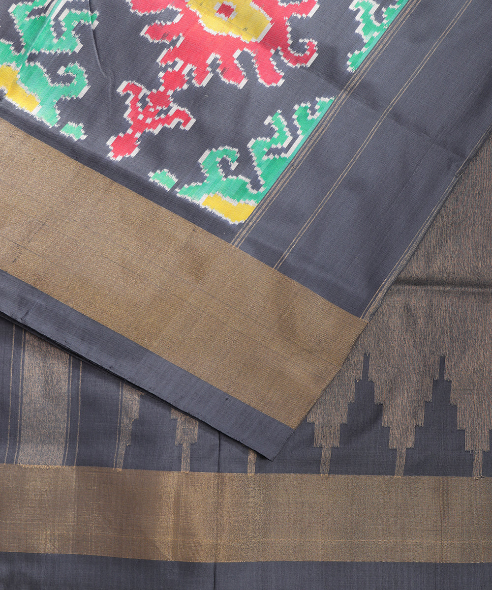 Prussian blue color handloom rajkot silk saree