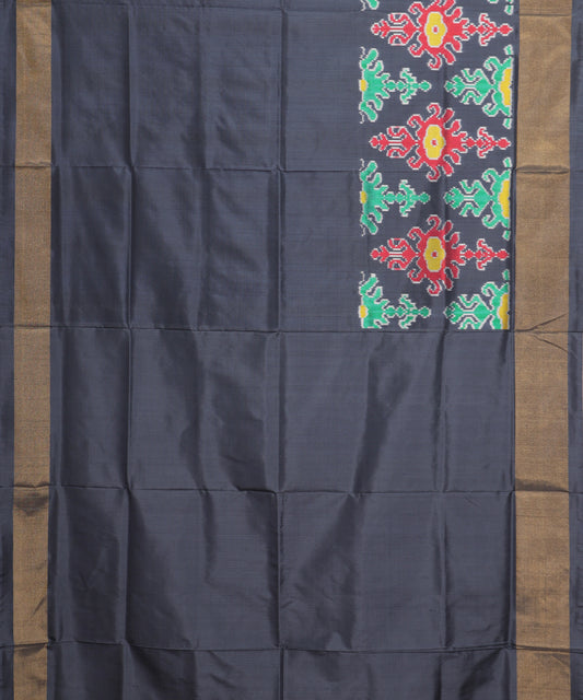 Prussian blue color handloom rajkot silk saree