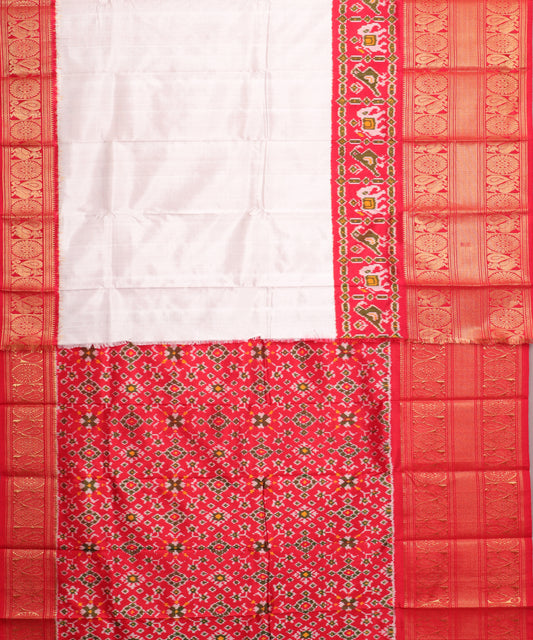 Pearl white color handloom rajkot silk saree