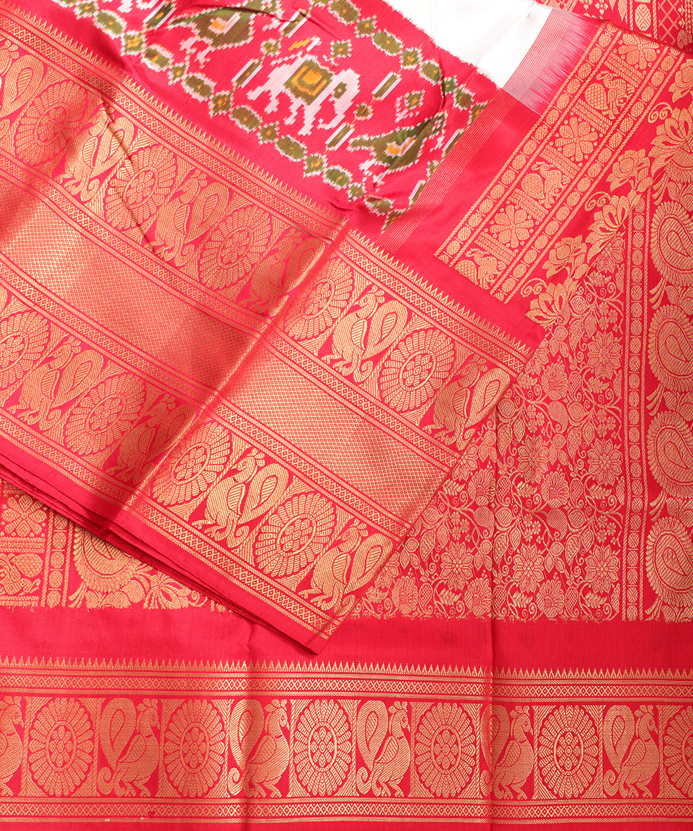 Pearl white color handloom rajkot silk saree