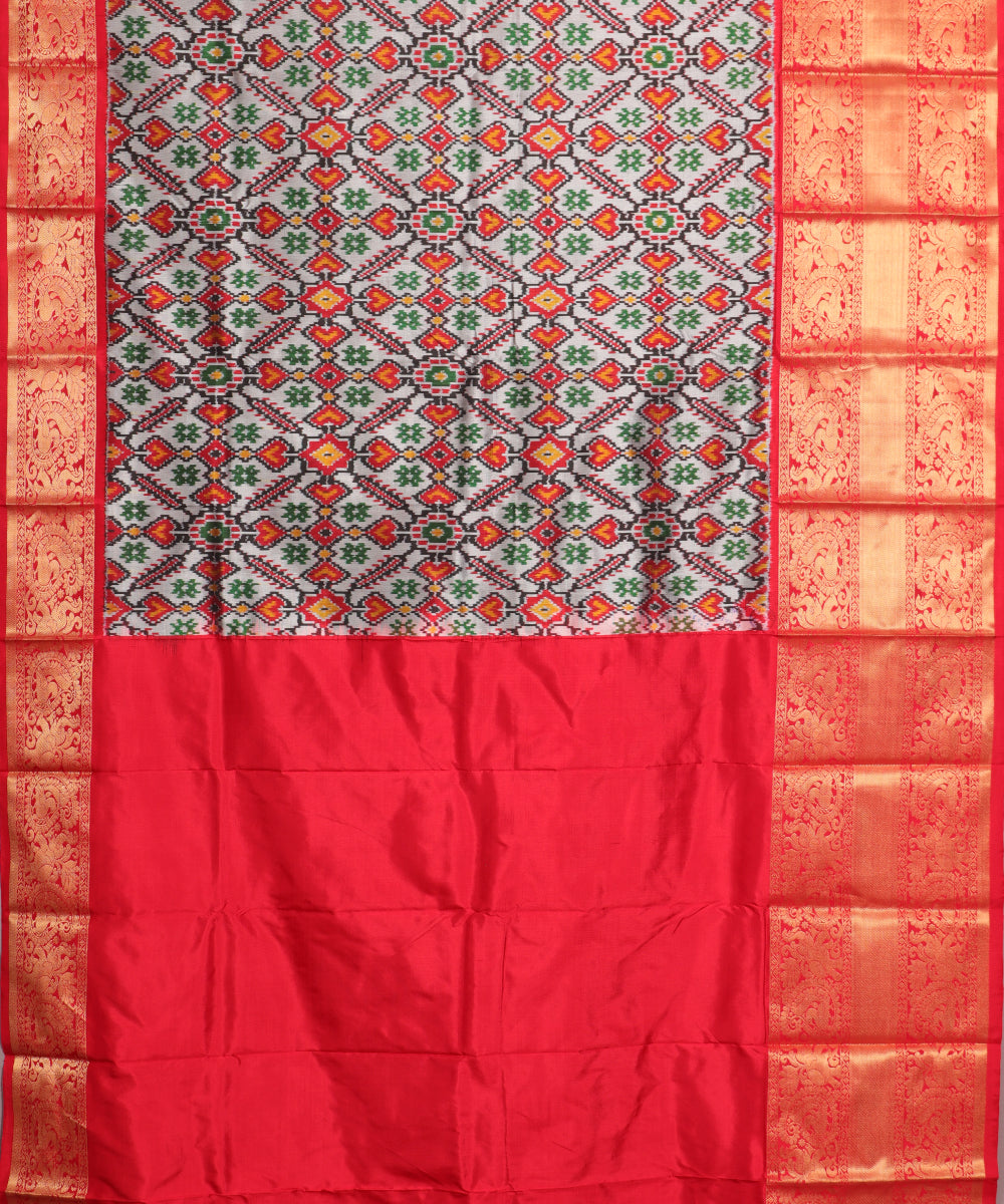 Smoke gray color handloom rajkot silk saree