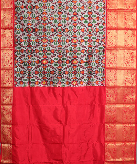 Smoke gray color handloom rajkot silk saree