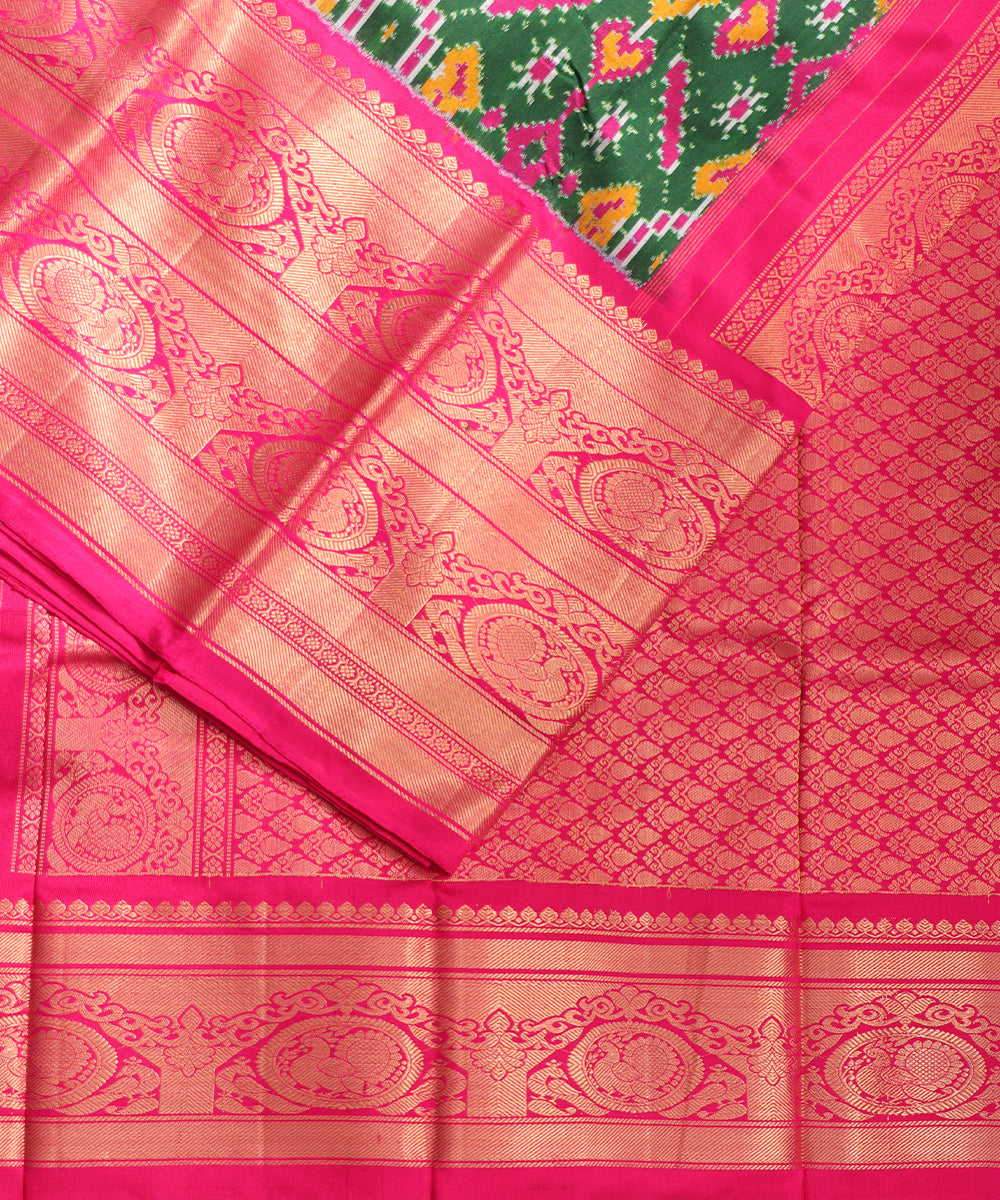 Forest green color handloom rajkot silk saree