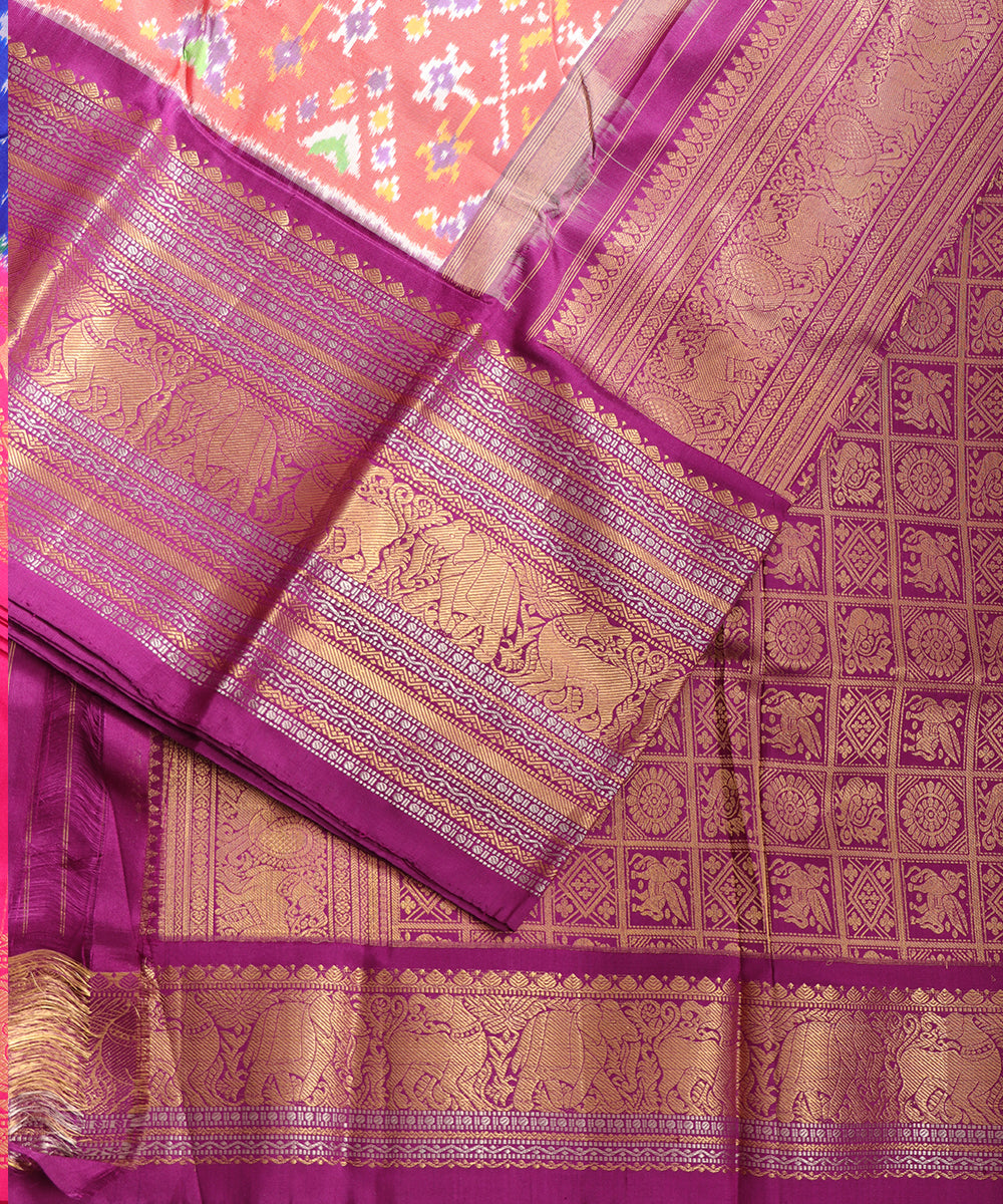 Multi-shade handloom rajkot silk saree