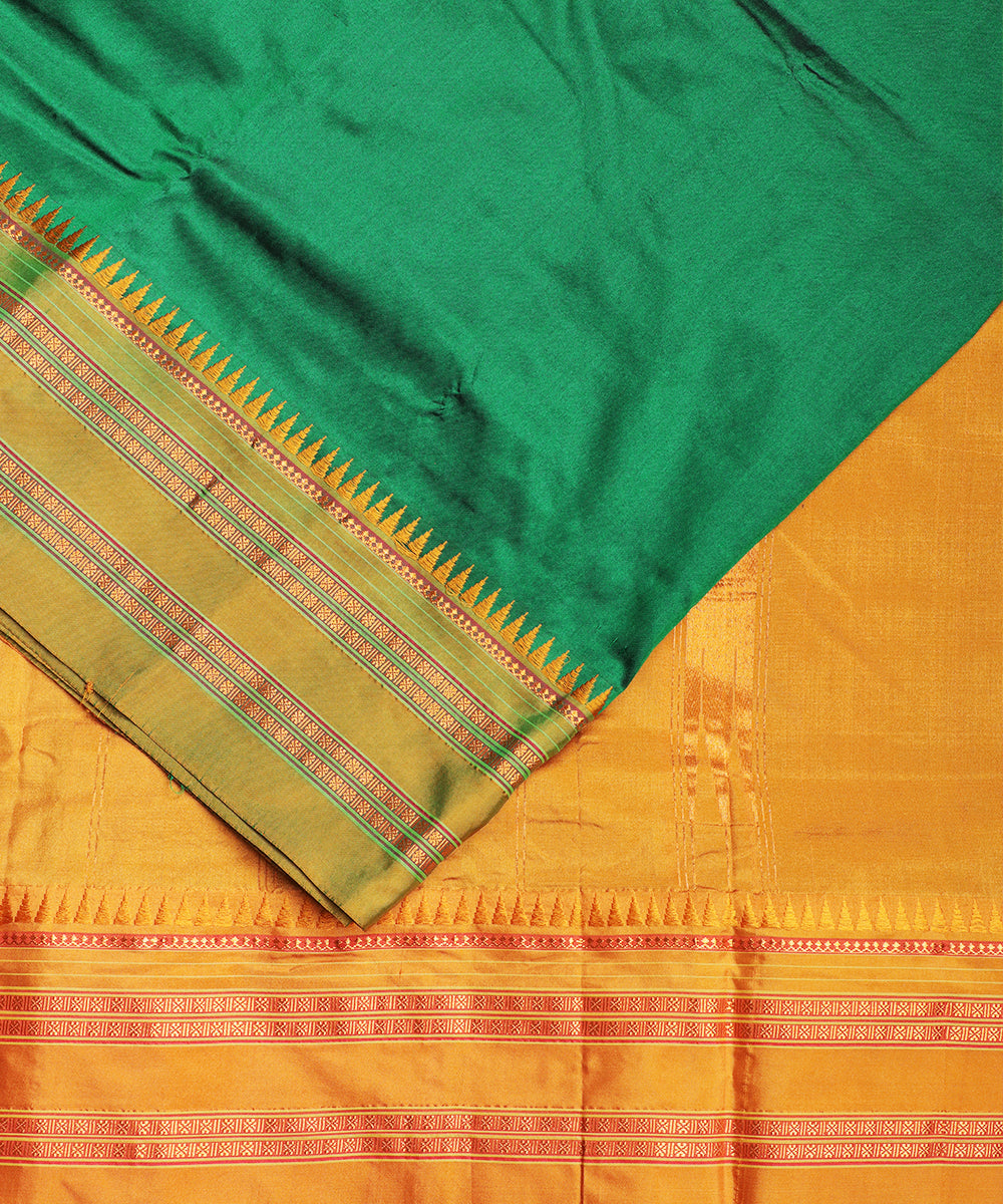 Sacramento green color handloom narayanpet silk saree