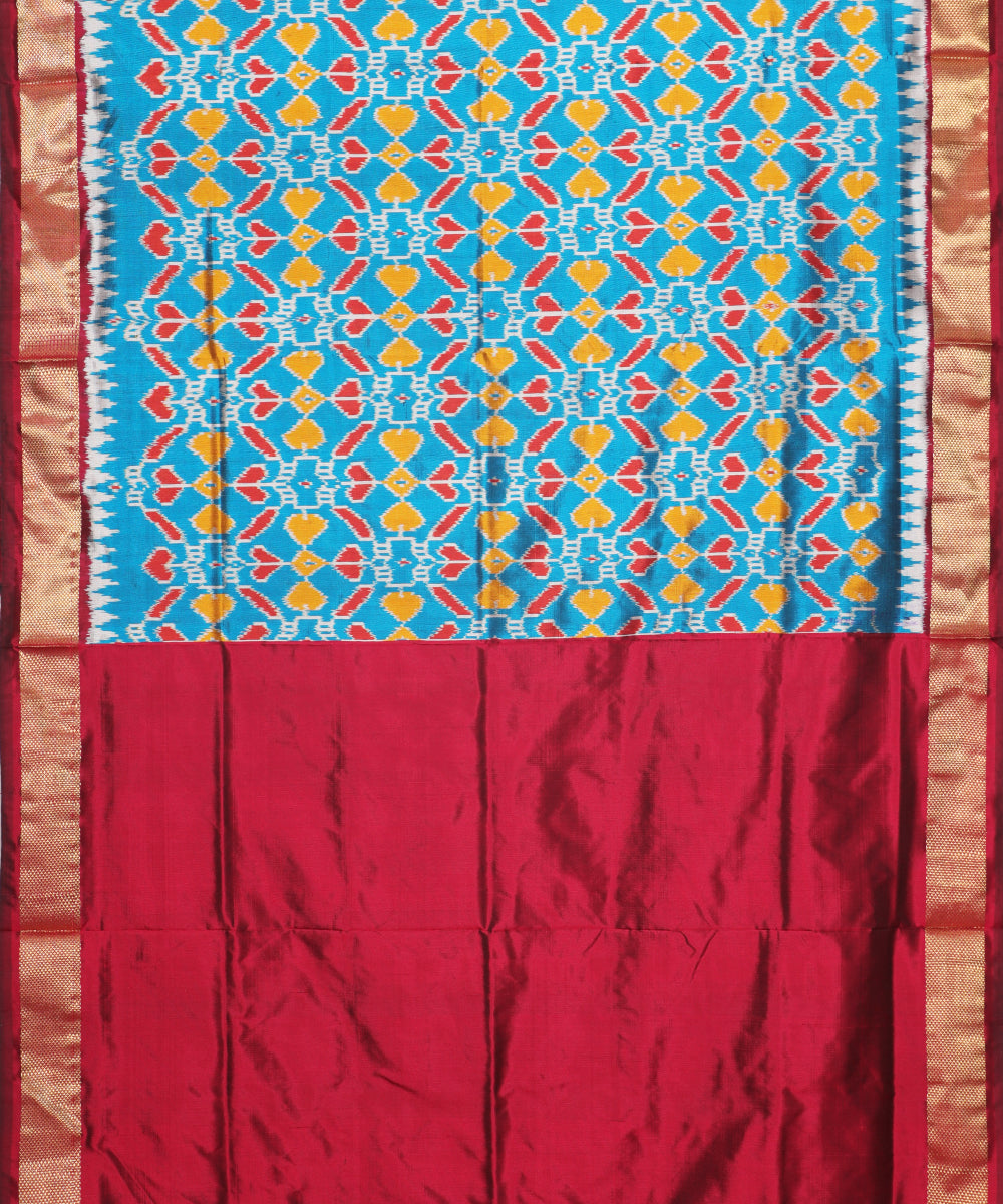 Steel blue color handloom rajkot silk saree