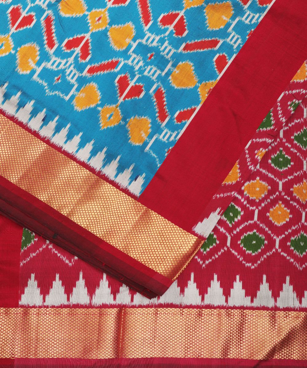 Steel blue color handloom rajkot silk saree
