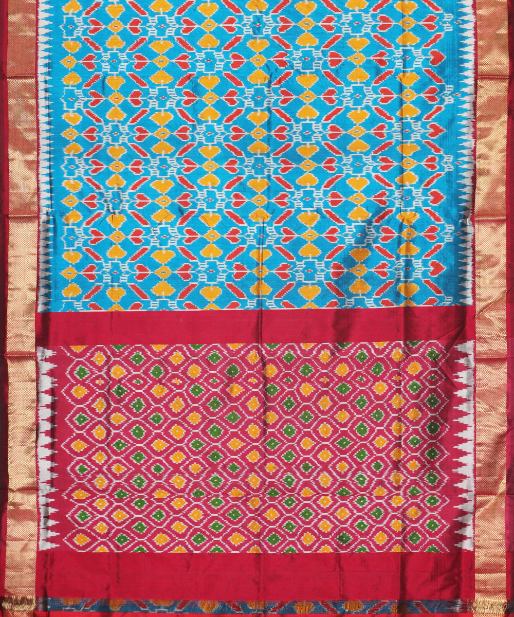 Steel blue color handloom rajkot silk saree