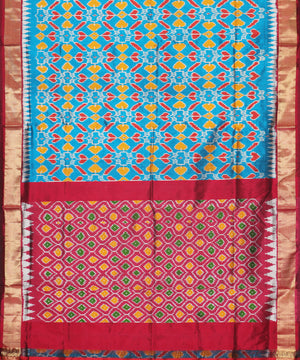 Steel blue color handloom rajkot silk saree