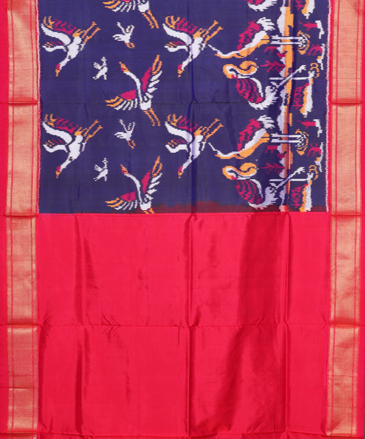 Navy blue color handloom rajkot silk saree