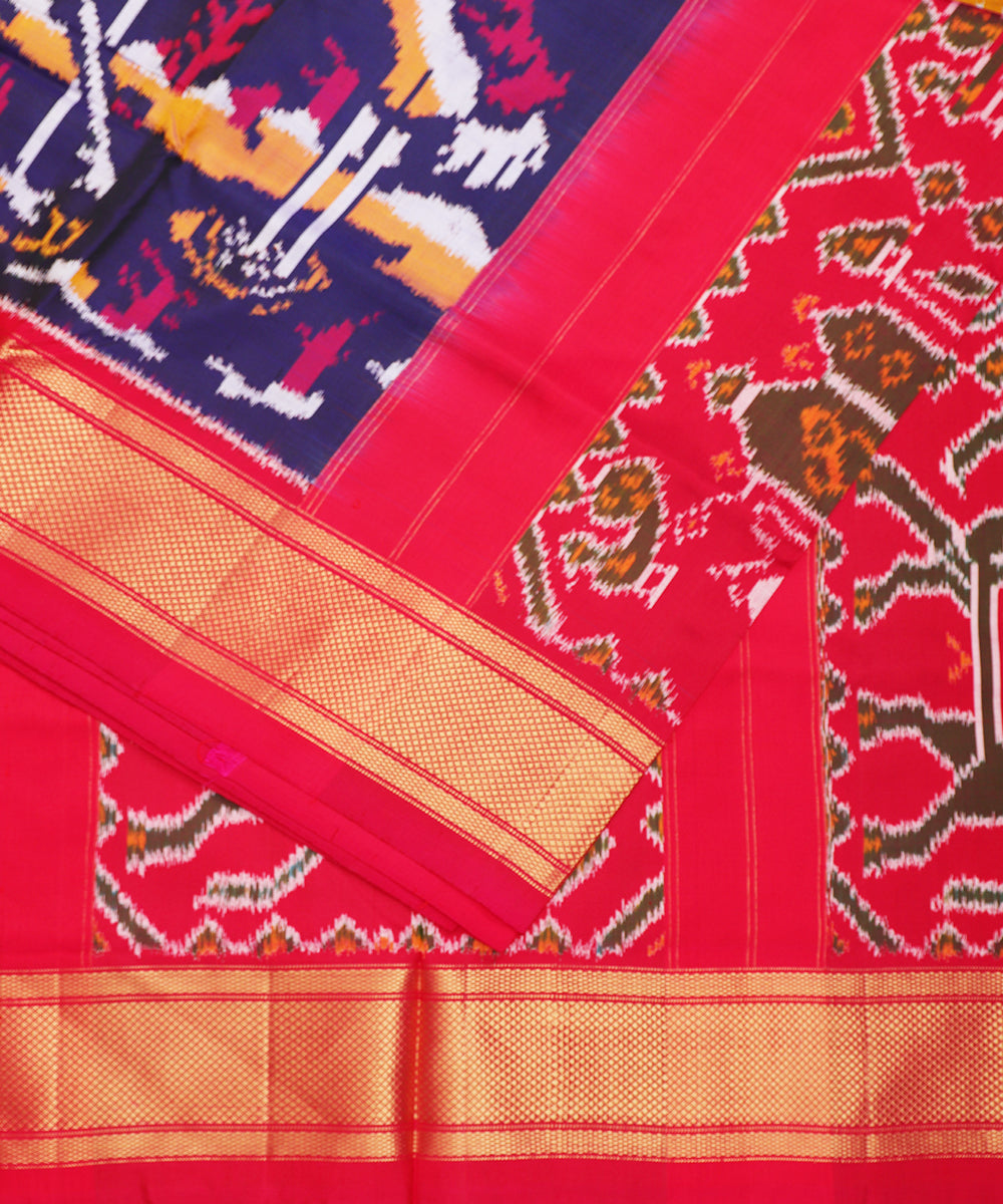 Navy blue color handloom rajkot silk saree