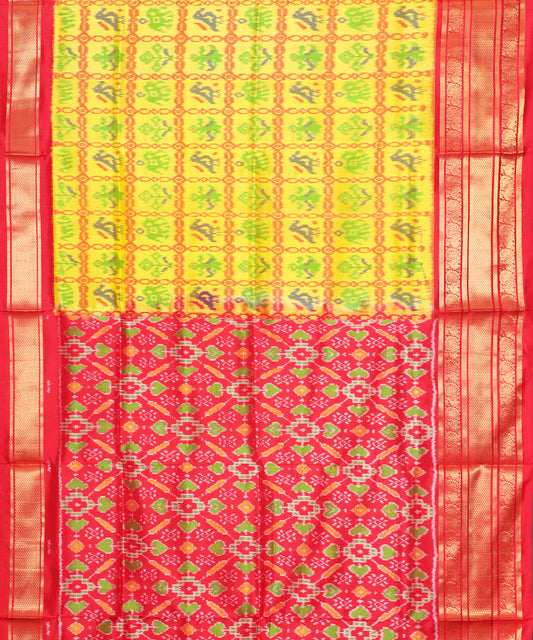 Yellow color handloom rajkot silk saree