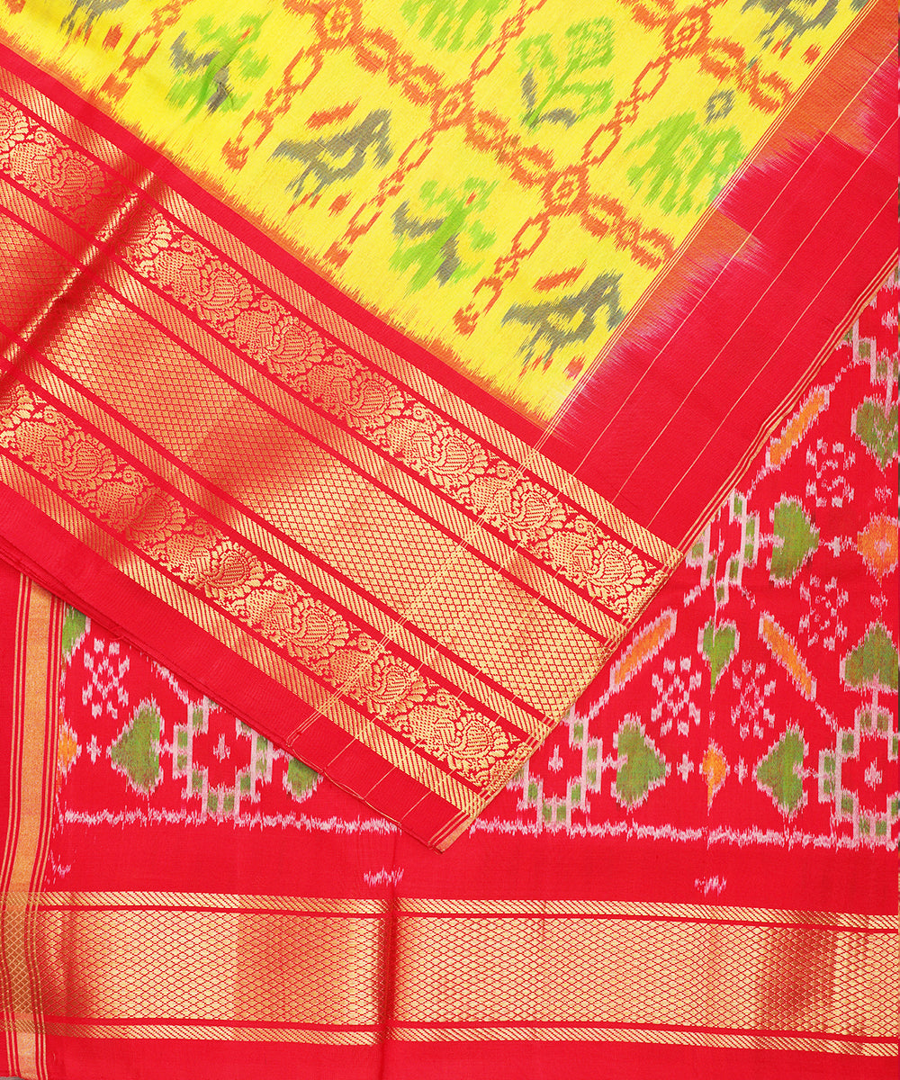 Yellow color handloom rajkot silk saree