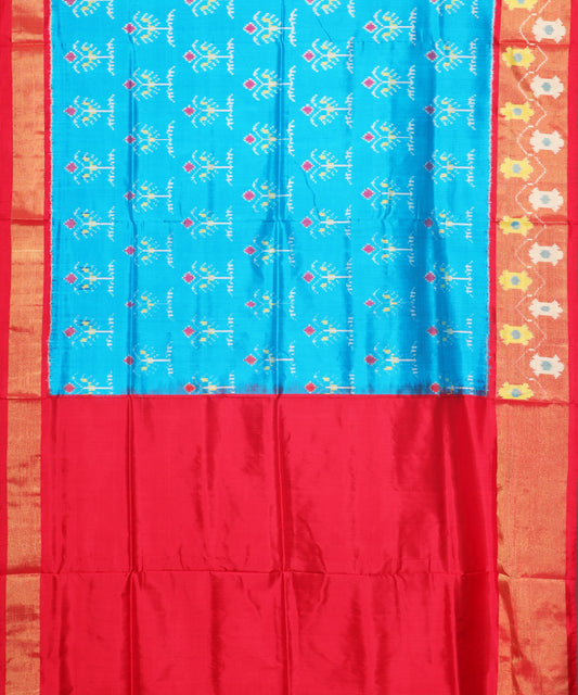 Olympic blue color handloom rajkot silk saree