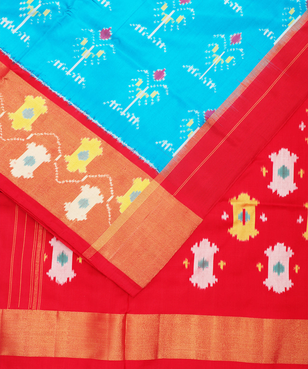 Olympic blue color handloom rajkot silk saree