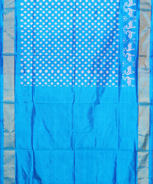 Azure blue color handloom rajkot silk saree