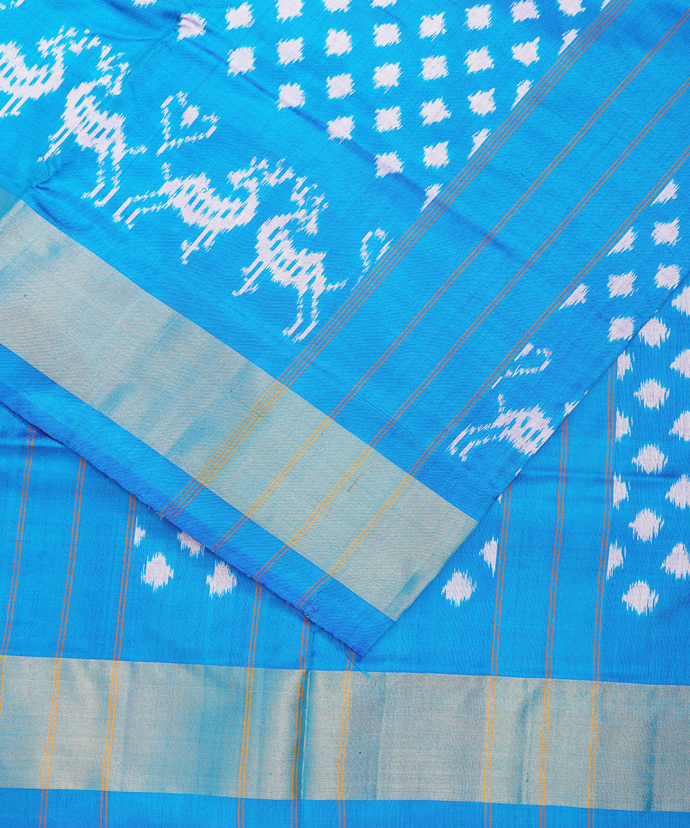 Azure blue color handloom rajkot silk saree