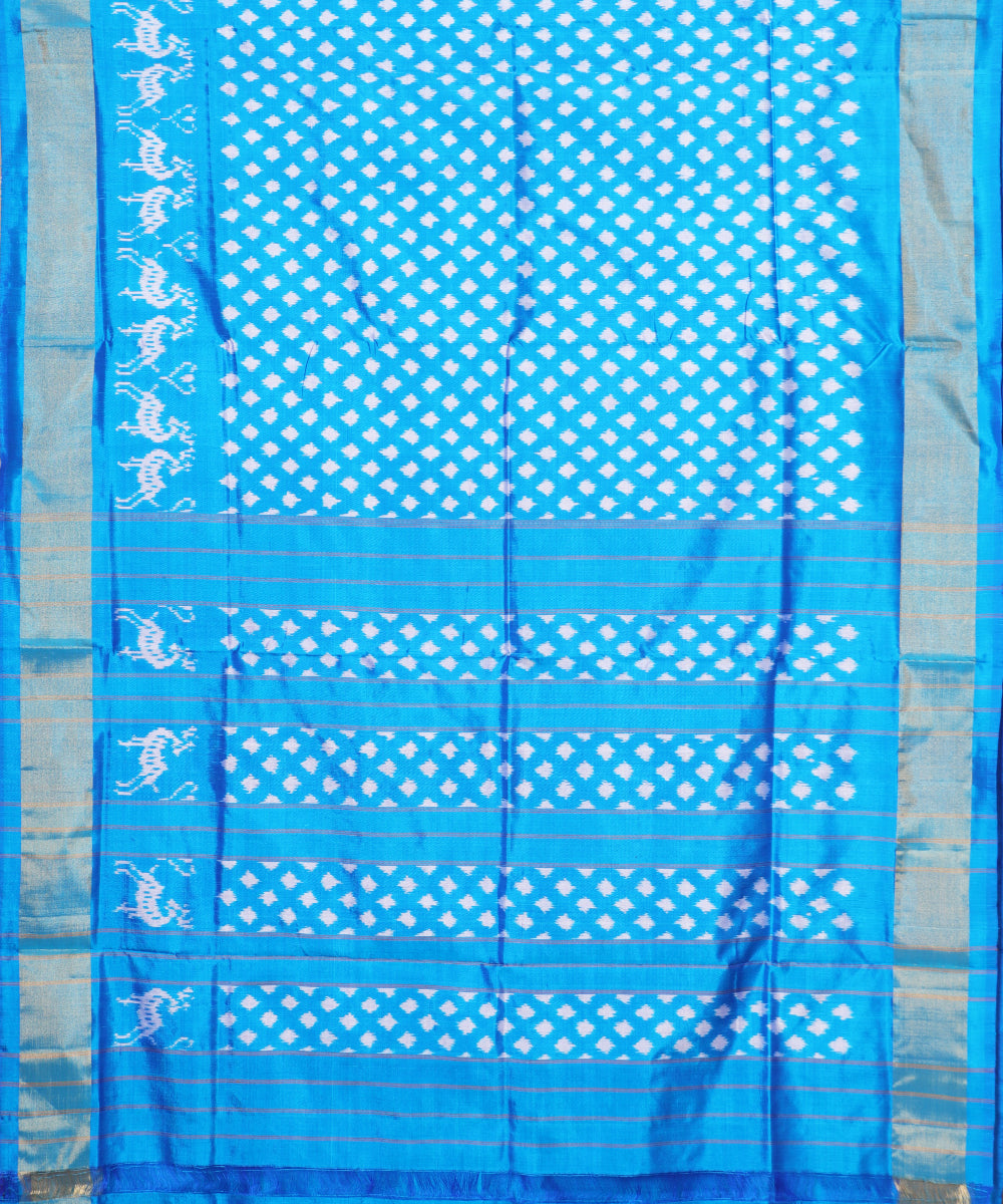 Azure blue color handloom rajkot silk saree