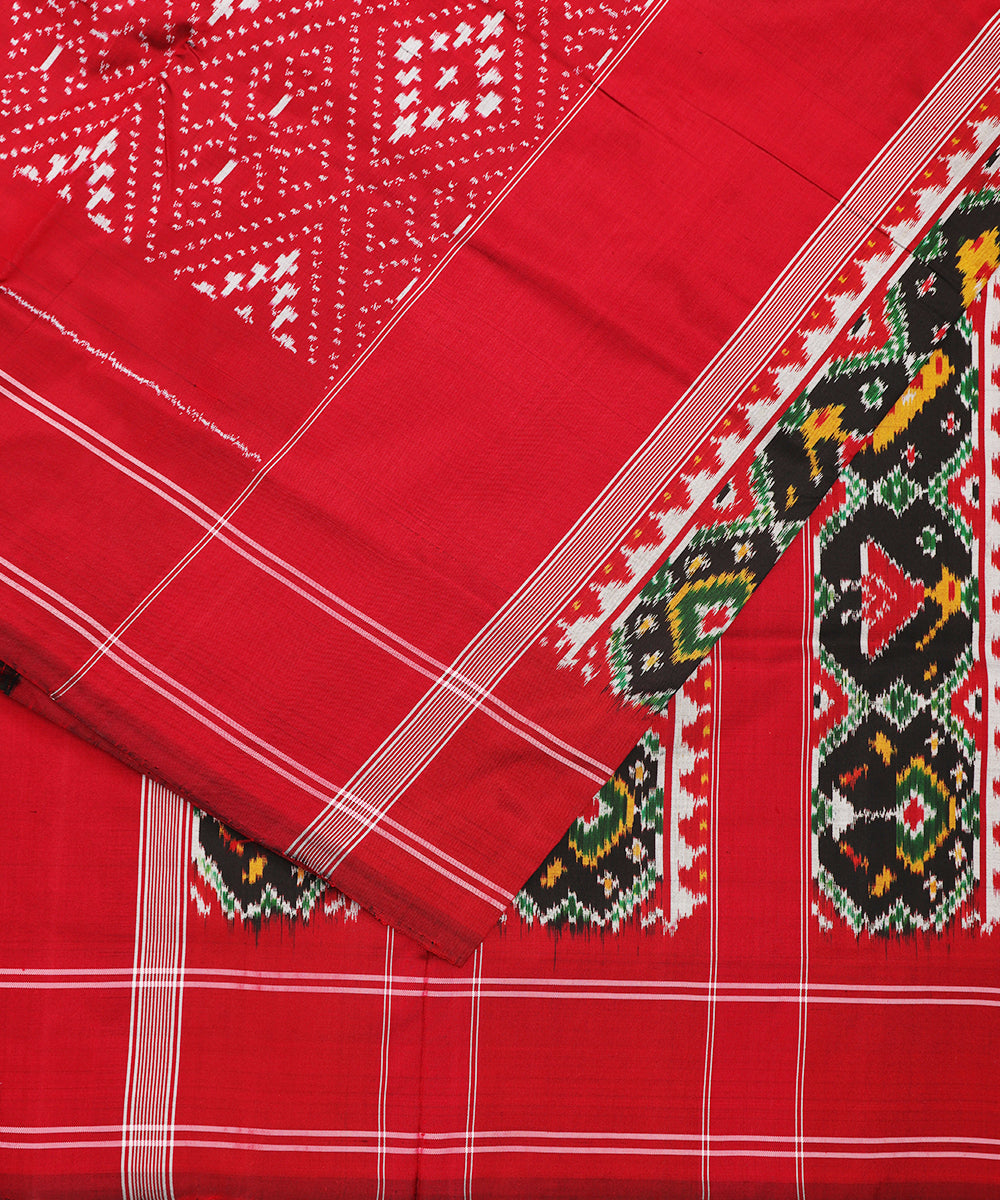 Burgundy red color handloom rajkot silk saree