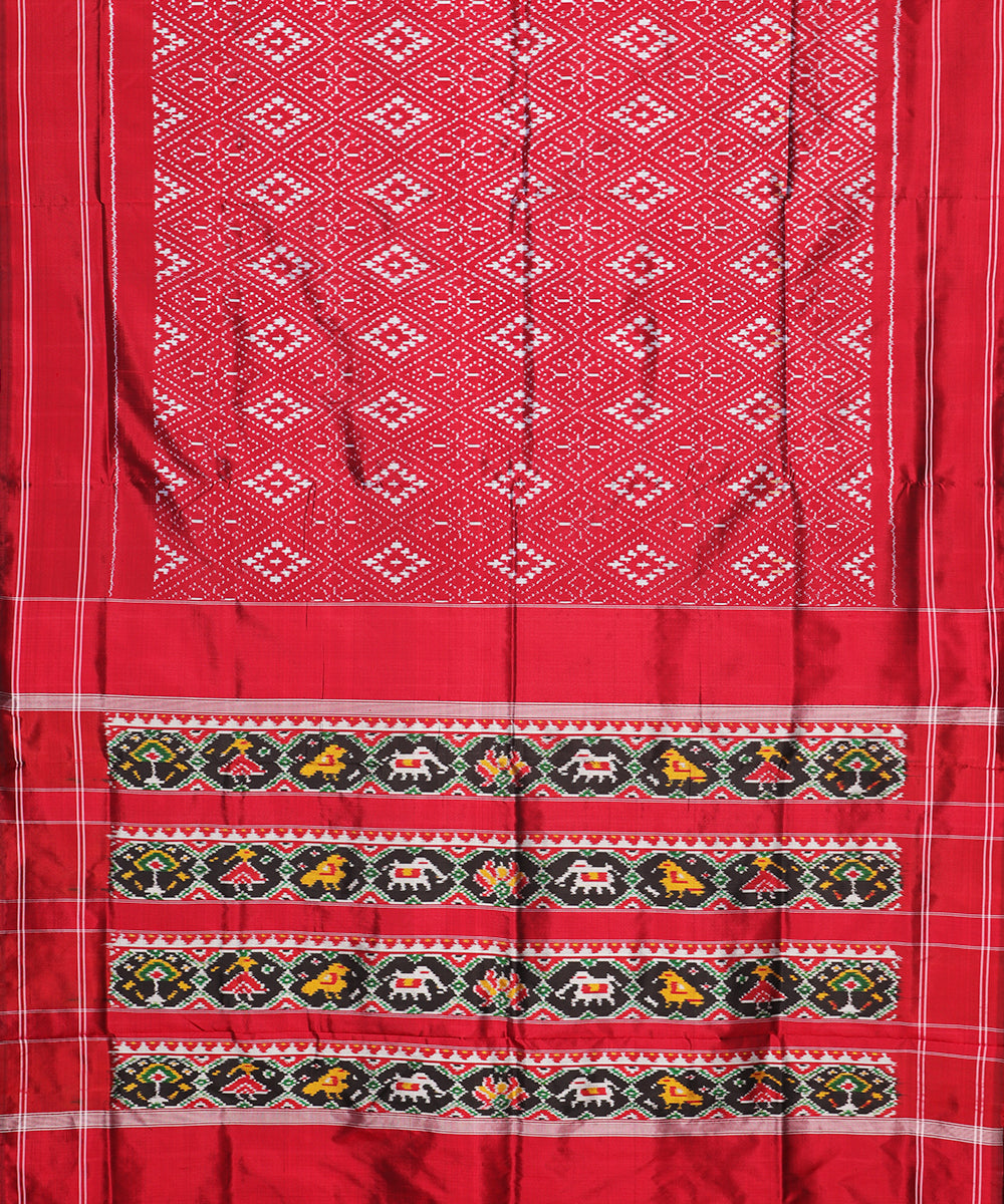 Burgundy red color handloom rajkot silk saree