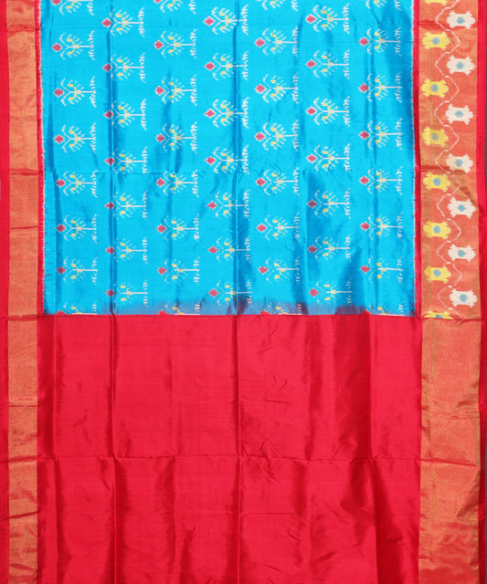 Olympic blue color handloom rajkot silk saree