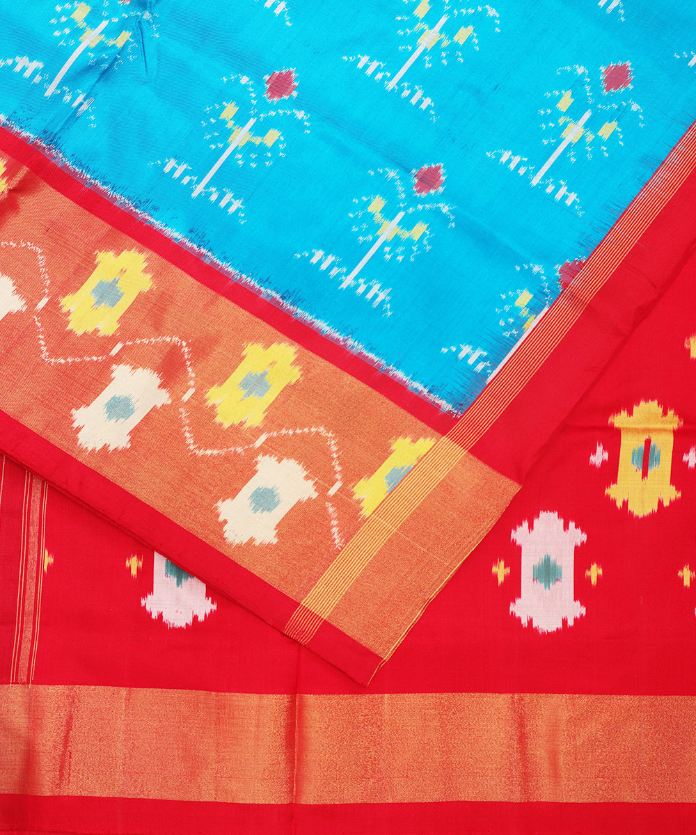 Olympic blue color handloom rajkot silk saree