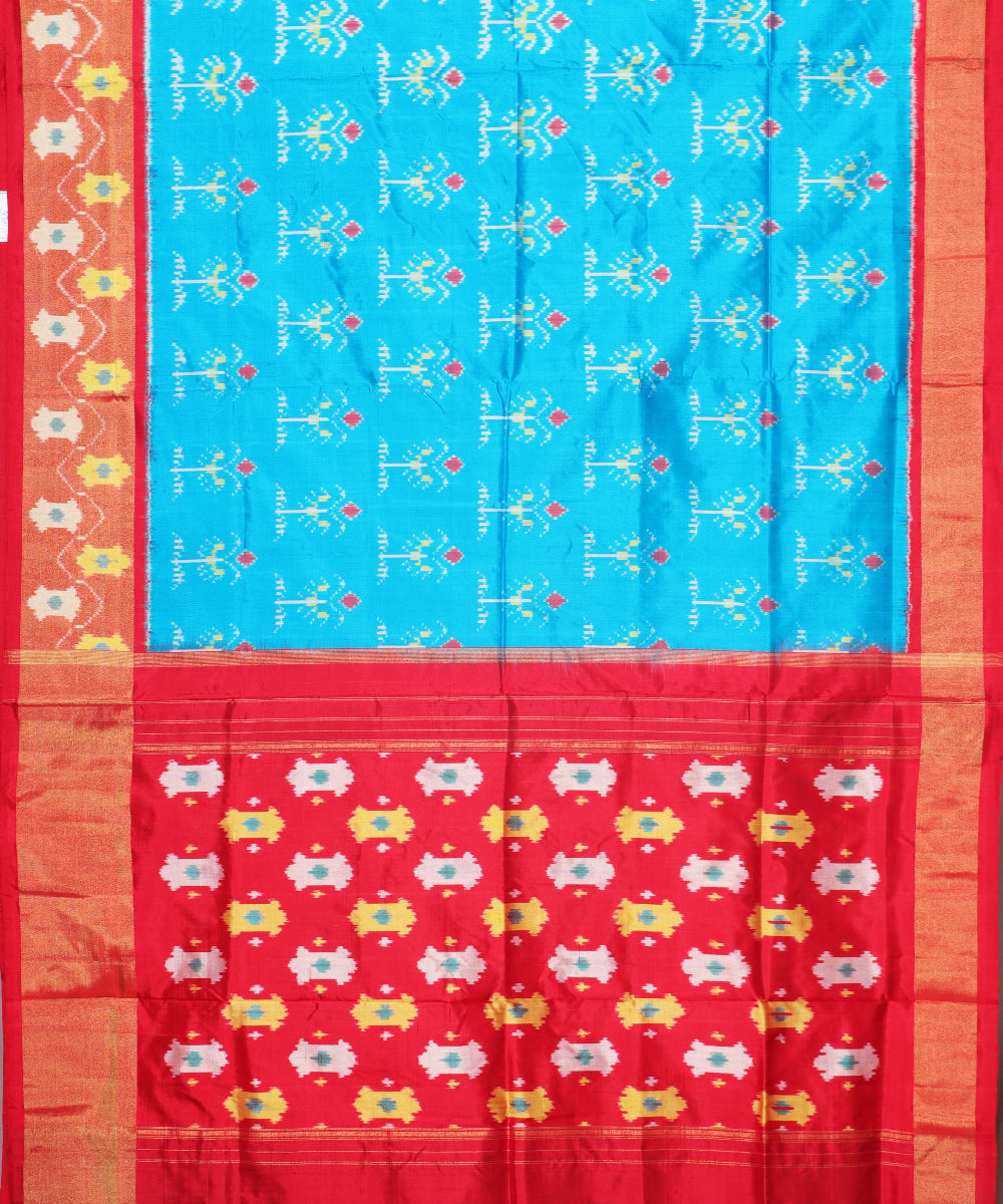 Olympic blue color handloom rajkot silk saree