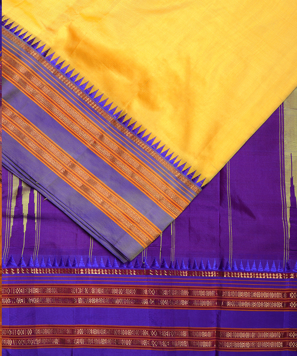 Cyber yellow color handloom narayanpet silk saree