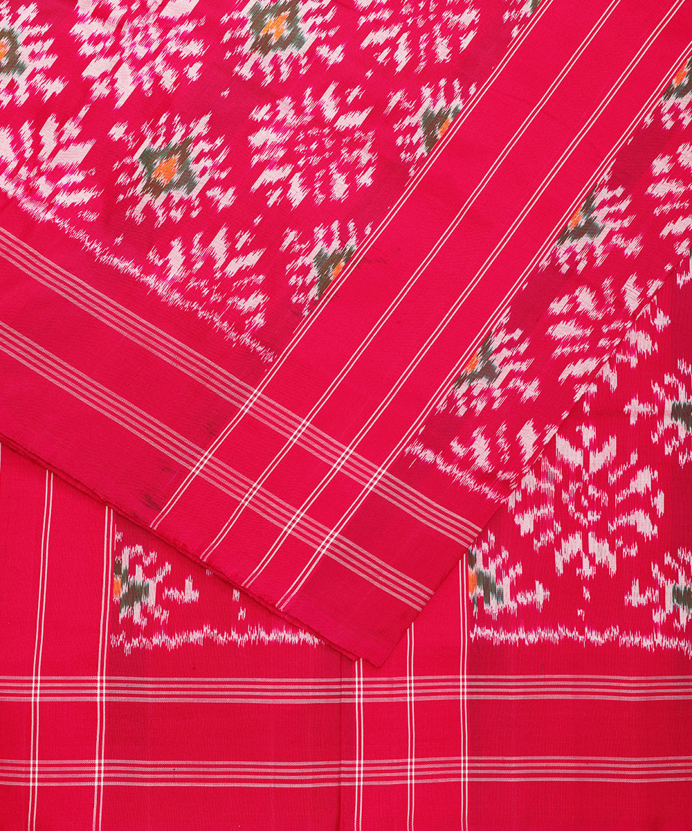 Ruby pink color handloom rajkot silk saree