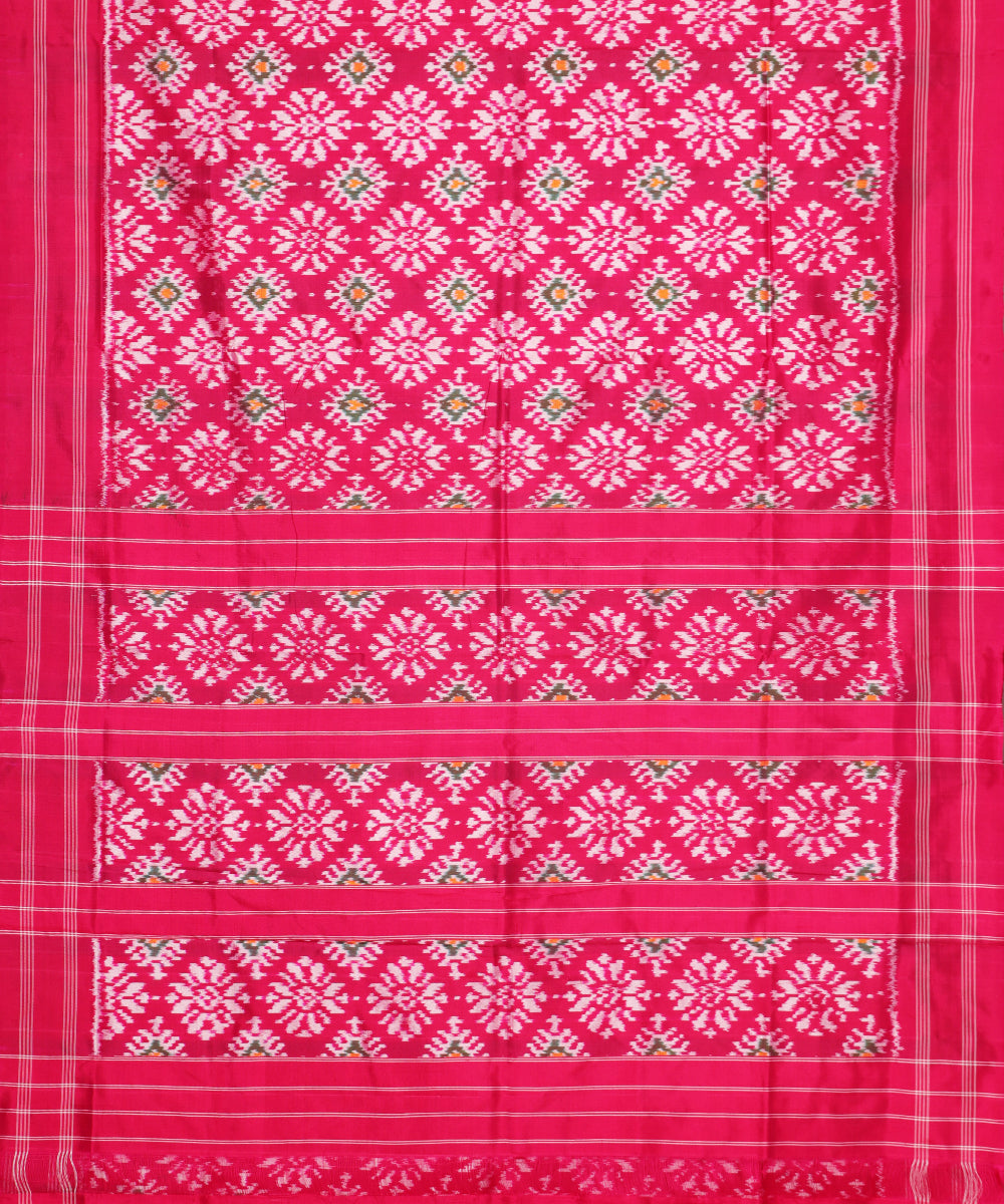 Ruby pink color handloom rajkot silk saree