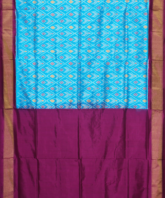 Azure blue color handloom rajkot silk saree