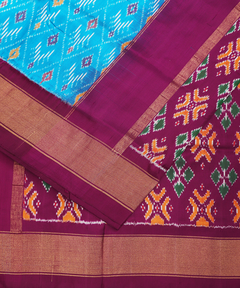 Azure blue color handloom rajkot silk saree