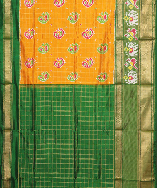 Gold orange color handloom rajkot silk saree