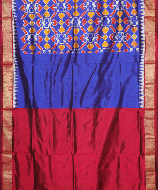 Egyptian blue color handloom rajkot silk saree
