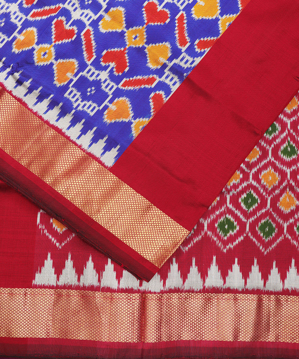 Egyptian blue color handloom rajkot silk saree