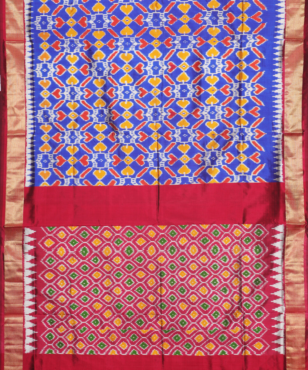 Egyptian blue color handloom rajkot silk saree